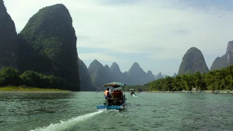 Mountains on a river Stock Footage 105453792