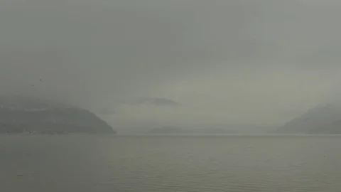 Mountains, River, Mist Stock Footage 76332374