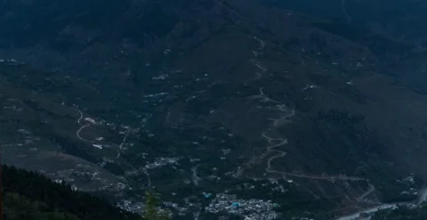 Mountains, roads, trees, city view timelapse Stock Footage 247136275