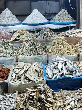 MOUNTAINS OF SALTED FISH Stock Photos