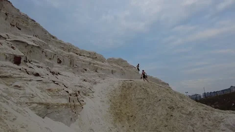 Mountains of sand that crumble from the wind Stock Footage 158278479
