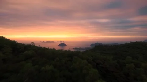 Mountains, sea and sunset Stock Footage 231743076
