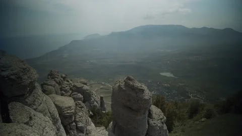 Mountains, sea, fields and forests of Crimea Stock Footage 159090952