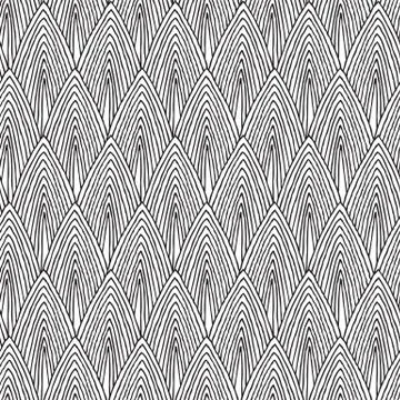 Mountains seamless pattern in black and white Stock Illustration