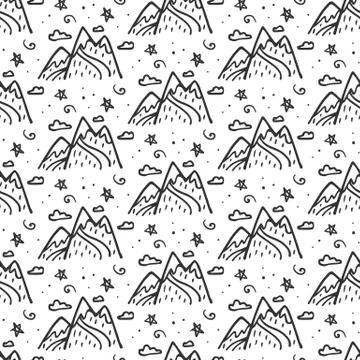 Mountains seamless repeating pattern background Stock Illustration