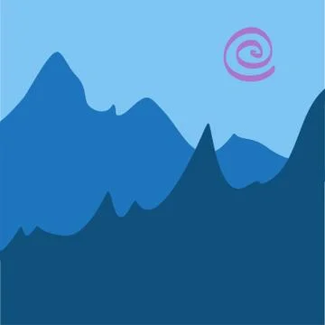 Mountains silhouette vector hand drawn Stock Illustration