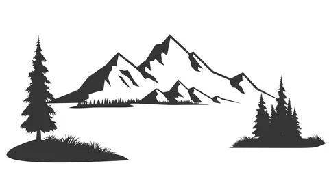 Mountains silhouettes. Mountains vector, Mountains vector of outdoor design Stockillustratie