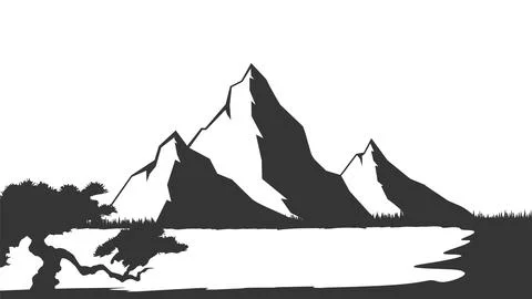 Mountains silhouettes. Mountains vector, Mountains vector of outdoor design 스톡 일러스트