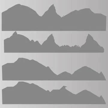 Mountains silhouettes on the white background. Stock Illustration