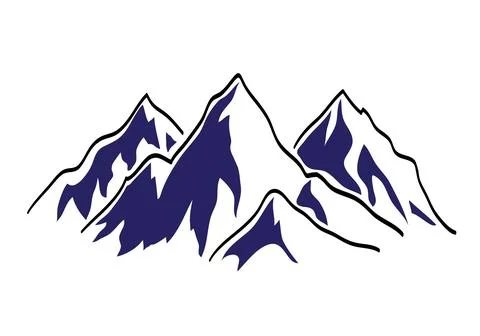 Mountains sketch. Hand drawn vector illustration. Line art Stockillustratie