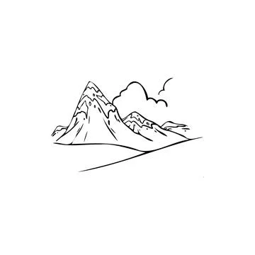 Mountains, snow, clouds sketch vector illustration Stock Illustration