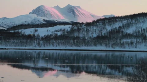 Mountains with snow during sunset Stock Footage 58204922
