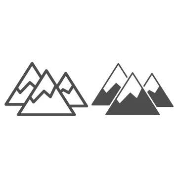 Mountains with snow line and solid icon, World snow day concept, winter mountain Illustrazione stock