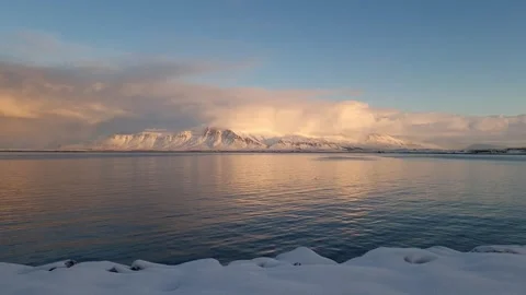 Mountains with snow in Reykjavik Stock Footage 270785657