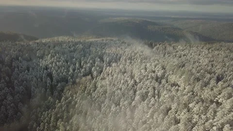 Mountains snow sun clouds mist fir 4k 01 Video stock 145926842