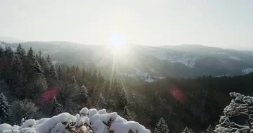 Mountains in the snow with the sun Stock Footage 85727525