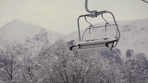 Mountains snow winter ski resort lift elevator Stock Footage 123493746