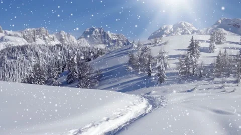 Mountains with Snowfall Stock-Footage 161705688
