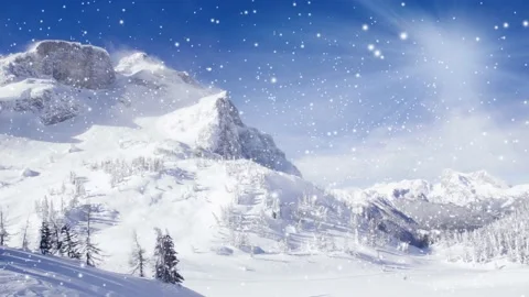 Mountains with Snowfall Video stock 162948069
