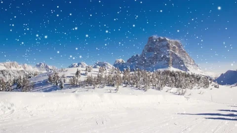 Mountains with Snowfall Video stock 163531261