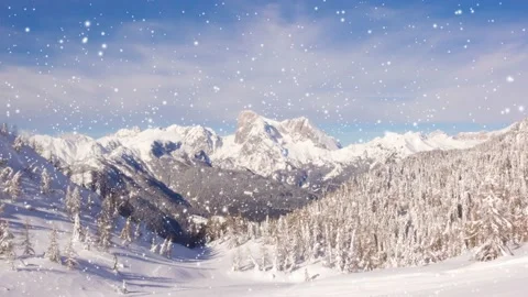 Mountains with Snowfall Video stock 163893806
