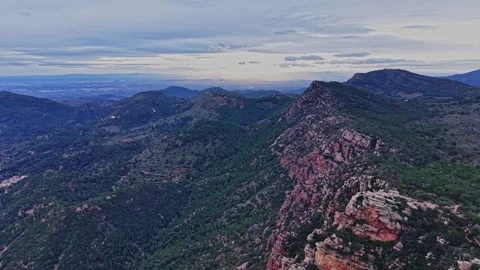 Mountains in Spain during dusk with a clear sky and vibrant colors Stock Footage 327642724