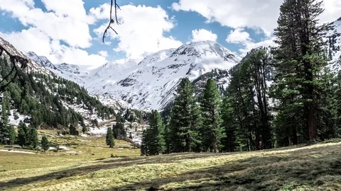 Mountains Spring Cloudy Panorama Timelapse 4k Stock Footage 75232137