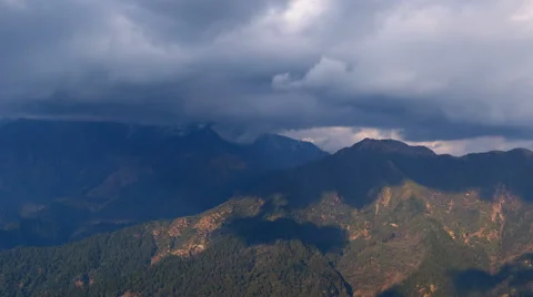Mountains storm clouds moving sky Sunset Himalayas Nepal. Time-lapse 4k video Stock Footage 64819718