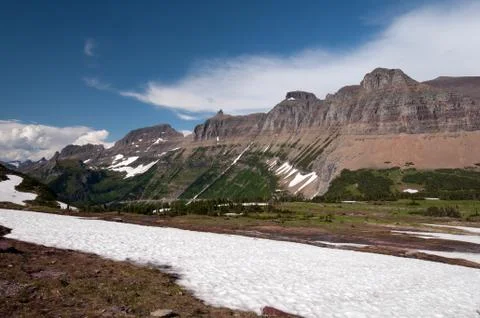 Mountains with summer snow Stockfoto's