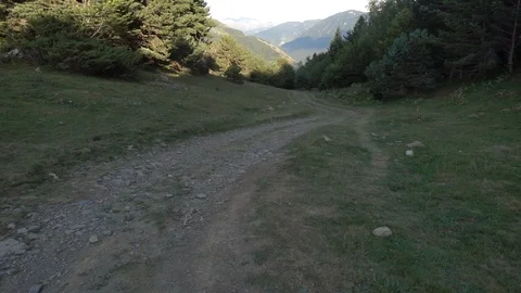 Mountains in summer through the Valley of Aran Stock Footage 97177368