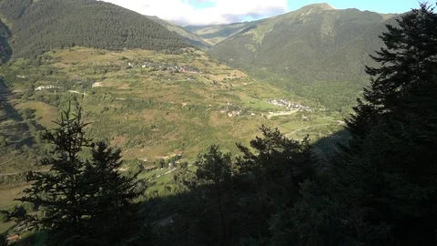 Mountains in summer through the Valley of Aran Stock Footage 97177791