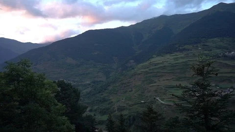 Mountains in summer through the Valley of Aran Video stock 97460726