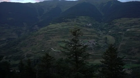 Mountains in summer through the Valley of Aran Stock Footage 97461238