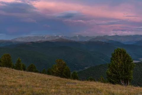 Mountains sunset clouds sky cedars Stock Photos