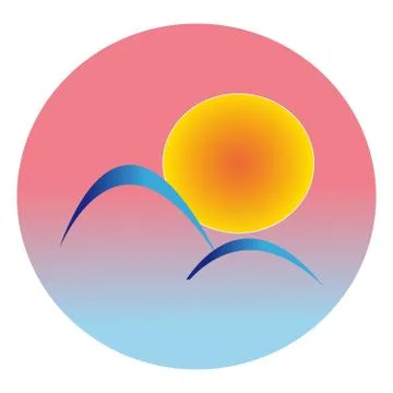 Mountains with sunset Illustrazione stock