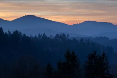 Mountains in sunset Stock Photos