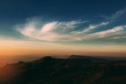 Mountains at the sunset Stock Photos