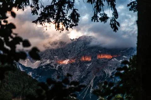 Mountains sunset Stock Photos