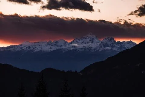 Mountains at sunset Stock Photos