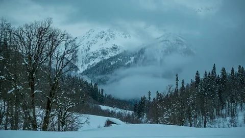 Mountains Sunset at winter timelapse 스톡 동영상 83625642