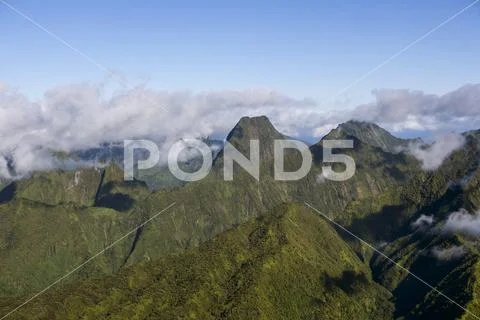 Mountains on Tahiti Tropical Islands of French Polynesia Stock Photos