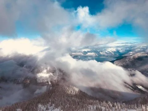 Mountains top with clouds in winter Stock Photos