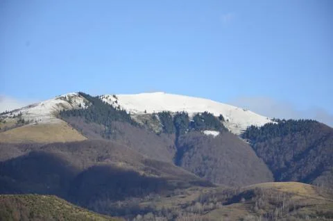 Mountains on top of snow Stock Photos