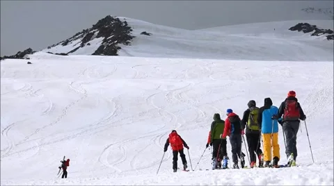 The mountains. Train hard fight easy. Elbrus. Slow motion. Stock Footage 52365738