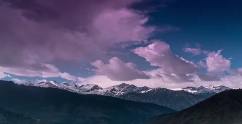 Mountains, Trees, Cloud formation and raining timelapse Stock Footage 247133833