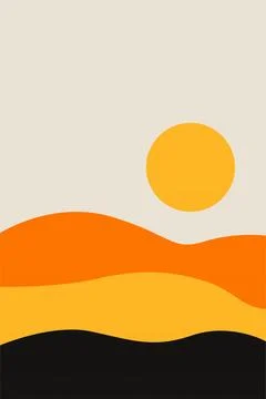 Mountains Trees Printable Wall Decor. Boho Landscape Poster Stock Illustration