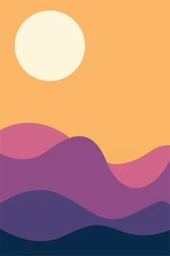 Mountains Trees Printable Wall Decor. Boho Landscape Poster Stock Illustration