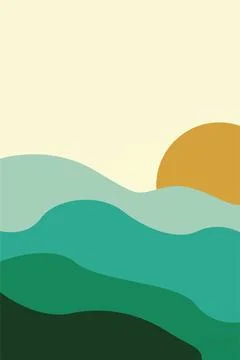 Mountains Trees Printable Wall Decor. Boho Landscape Poster Stock Illustration