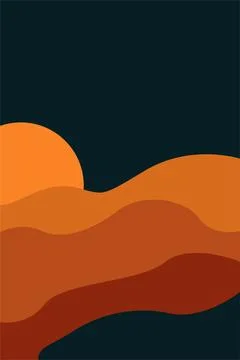 Mountains Trees Printable Wall Decor. Boho Landscape Poster Stock Illustration