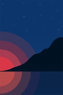 Mountains Trees Printable Wall Decor. Boho Landscape Poster Stock Illustration